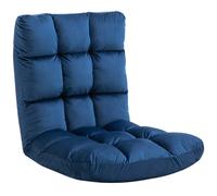 HOMCOM Sedia da Pavimento in Velluto con Schienale Reclinabile, Blu