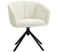 HOMCOM Sedia da pranzo girevole a 360°, sedia da cucina con seduta imbottita, braccioli, base in metallo, tessuto effetto trapuntato, per soggiorno, casa, crema