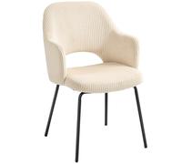 HOMCOM Sedia da Pranzo Moderne con rivestita a Coste in Velluto e Gambe in Metallo, Forma ergonomica a Conchiglia, Beige Aosom Italy