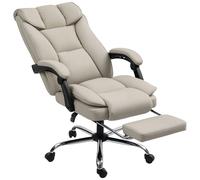 HOMCOM Sedia da scrivania con poggiapiedi, Sedia girevole per ufficio, con schienale alto e reclinabile, imbottitura a doppio spessore, rivestita in resistente pelle sintetica, regolabile in altezza,