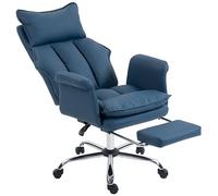 HOMCOM Sedia da scrivania con poggiapiedi, Sedia girevole per ufficio, con schienale alto e reclinabile, imbottitura spessa, rivestita in pelle sintetica, supporto lombare, altezza regolabile,