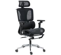 HOMCOM Sedia da Scrivania Ergonomica in Rete con Braccioli e Poggiatesta, Nero