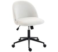 HOMCOM Sedia da scrivania per computer, sedia da ufficio girevole in pile Teddy con altezza regolabile, ruote, schiuma ad alta resilienza, funzione di inclinazione, per studio in casa, camera da