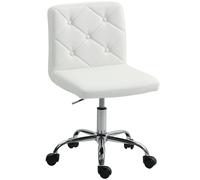 HOMCOM Sedia da Ufficio ad Altezza Regolabile con Rivestimento a Bottoni Bianco
