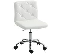 HOMCOM Sedia da Ufficio Altezza Regolabile Pelle PU 44x50x78-88 cm Bianco