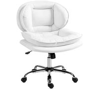 HOMCOM Sedia da ufficio con gambe incrociate, sedia da scrivania senza braccioli con ampia seduta, rotelle, altezza regolabile, doppio rivestimento, girevole, funzione cantilever, rivestimento in PU,