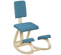 HOMCOM Sedia da Ufficio con Movimento a Dondolo, Sedia Ergonomica Moderna Posturale in Tessuto Effetto Lino e Legno di Betulla, 51x84x93 cm, Marrone Scuro