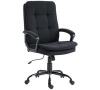 HOMCOM Sedia da ufficio direzionale, in tessuto, con imbottitura a doppio strato, altezza regolabile, braccioli, funzione inclinazione, ruote girevoli per casa, ufficio, studio, colore nero