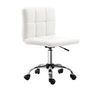HOMCOM Sedia da Ufficio Ergonomica 5 Ruote Girevoli 46x51x80-92 cm Bianca | Sedia da Studio Scrivania, Imbottitura, Altezza Regolabile, Pelle PU