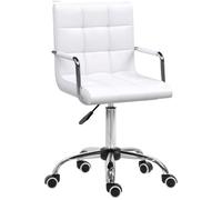 HOMCOM Sedia da Ufficio Ergonomica 5 Ruote Girevoli 52.5x54x84-99cm Bianca