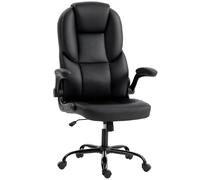 HOMCOM Sedia da Ufficio Ergonomica, Braccioli Ribaltabili Imbottiti, Nero