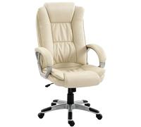 HOMCOM Sedia da Ufficio Ergonomica con Braccioli Imbottiti Girevole Beige