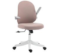 HOMCOM Sedia da Ufficio Ergonomica con Braccioli Ribaltabili, Sedia da Scrivania Girevole Imbottita con Altezza Regolabile, in Rete Traspirante, Portata 120kg, Rosa