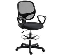 HOMCOM Sedia da ufficio ergonomica con poggiapiedi e braccioli, colore: nero