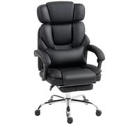 HOMCOM Poltrona da Ufficio con Poggiapiedi, Poggiatesta e Supporto Lombare