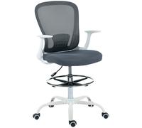 HOMCOM Sedia da ufficio ergonomica con poggiapiedi regolabile e braccioli ribaltabili, altezza regolabile, 59x62x99-119cm, grigio Aosom Italy