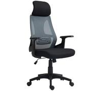 HOMCOM Sedia da Ufficio Ergonomica con Poggiatesta e Supporto Lombare, Sedia Scrivania Girevole e Inclinabile con Altezza Regolabile 115-123cm per Studio, in Tessuto a Rete Traspirante, Nero