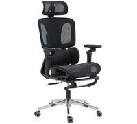 HOMCOM Sedia da ufficio ergonomica con Schienale e poggiatesta regolabili, Braccioli 6D e Poggiapiedi Rete, 71x67x133 cm, Nero Aosom Italy