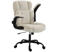 HOMCOM Sedia da ufficio ergonomica in ciniglia, braccioli sollevabili - sedia da ufficio, funzione ribaltabile, altezza regolabile, schienale a orecchie, ruote a 360°, per soggiorno, casa, ufficio