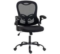 HOMCOM Sedia da ufficio ergonomica in rete con braccioli ribaltabili e altezza regolabile, nera Aosom Italy