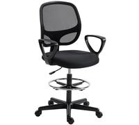 HOMCOM Sedia da ufficio ergonomica, poltrona da ufficio con poggiapiedi e braccioli, altezza regolabile, 59x58x103-123cm, nero Aosom Italy