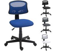 HOMCOM Sedia da ufficio ergonomica senza braccioli, sedia da scrivania girevole con schienale in rete traspirante, altezza regolabile, sedia da spedizione, carico 120 kg, blu