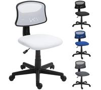 HOMCOM Sedia da ufficio ergonomica senza braccioli, sedia da scrivania girevole con schienale in rete traspirante altezza regolabile sedia da spedizione carico 120 kg bianco