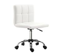 HOMCOM Sedia da Ufficio Girevole con Rotelle e Altezza Regolabile, Poltrona da Ufficio Imbottita Ergonomica in Pelle, 46×51×80-92cm Aosom Italy