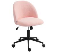 HOMCOM Sedia da ufficio girevole in teddy, regolabile in altezza e con ruote, rosa Aosom Italy