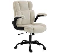 HOMCOM Sedia da ufficio in ciniglia, oscillante e regolabile, 70x67x108 cm, beige Aosom Italy
