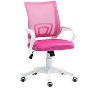 HOMCOM Sedia da ufficio in mesh, girevole, regolabile in altezza, Rosa