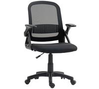 HOMCOM Sedia da Ufficio in Mesh Traspirante, Sedia Girevole Ergonomica con Braccioli Ribaltabili e Supporto Lombare, Nero Aosom Italy