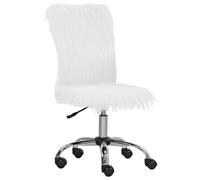 HOMCOM Sedia da ufficio in peluche, moderna, senza braccioli, girevole, con altezza regolabile, per casa, ufficio, camera da letto, soggiorno, colore: bianco