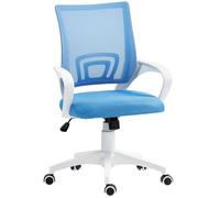 HOMCOM Sedia da ufficio in rete Sedia da scrivania girevole con funzione di inclinazione ad altezza regolabile Supporto lombare e braccioli Sedia da studio Carico 120 kg Azzurro