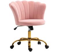 HOMCOM Sedia da ufficio in velluto, sedia da parrucchiere con schienale a petalo, regolabile in altezza, 69 x 64 x 80-90 cm, rosa Aosom Italy
