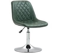 HOMCOM Sedia da ufficio senza rotelle e braccioli, sedia da ufficio girevole con base in acciaio, regolabile in altezza, sedia ergonomica in pelle sintetica, verde