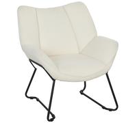 HOMCOM Sedia d'Accento Moderna, Poltrona Imbottita in Sherpa-Fleece con Schienale Ampio e Gambe in Acciaio, Montaggio Facile, Bianco Aosom Italy