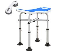 HOMCOM Sedia Doccia Altezza Regolabile con Maniglione e Sedile Imbottito Blu