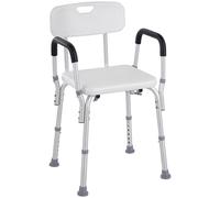 HOMCOM Sedia Doccia in Alluminio Altezza Regolabile e Piedini Antiscivolo Bianco