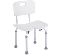 HOMCOM Sedia Doccia Regolabile su 8 Livelli in Alluminio e PE Bianco e Argento