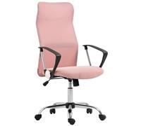 HOMCOM Sedia Ergonomica da Ufficio Girevole e Dondolo con Ruote, Altezza Regolabile e Schienale a Rete, 63x65x109-119 cm, Rosa