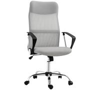 HOMCOM Sedia Ergonomica da Ufficio Girevole e Dondolo con Ruote, Altezza Regolabile e Schienale a Rete, 63x65x109-119 cm, Grigio Chiaro