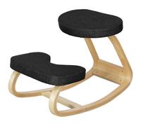 HOMCOM Sedia Ergonomica Dondolante in Tessuto Effetto Lino e Legno Grigio