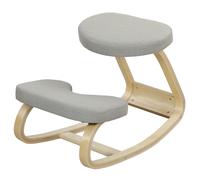 HOMCOM Sedia Inginocchiatoio con Movimento a Dondolo, Sedia Ergonomica Posturale in Tessuto Effetto Lino e Legno di Betulla, 50x73x55 cm, Grigio Chiaro