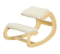 HOMCOM Sedia Ergonomica in Tessuto Effetto Lino e Legno Grigio Chiaro