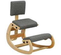 HOMCOM Sedia Ergonomica Inginocchiata Dondolo con Schienale, in Lino Grigio | Sedia Ergonomica Posturale, Sgabello Ergonomico Inginocchiatoio, Ufficio, Casa, Studio Lavoro Lettura, Compensato di Betulla