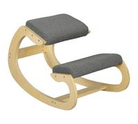 Homcom Sedia ergonomica inginocchiata Sedia inginocchiata in legno Sgabello ergonomico Cuscino imbottito 55X85X55 cm Grigio
