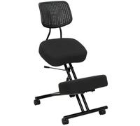 HOMCOM Sedia Ergonomica Posturale, Schienale, Regolabile in Altezza, Nero | Sedia Inginocchiata in Rete, Ruote a Freno, Cuscino Spesso, per Ufficio Casa, Sgabello Ergonomico, Allevia Mal di Schiena