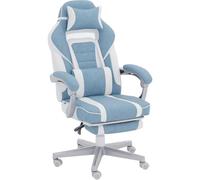 HOMCOM Sedia gaming con poggiapiedi, altezza regolabile, poggiatesta, Blu