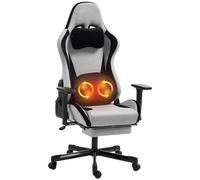 HOMCOM Sedia Gaming Ergonomica con Massaggio Riscaldato, Poggiapiedi, Grigio